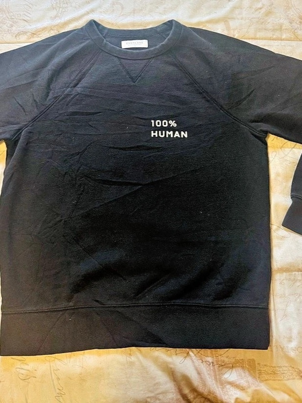 Everlane The 100% Human Crew Black Crewneck Sweatshirt Size Medium